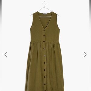 Madewell Lightspun Button-Front Tank Midi Dress, Size L